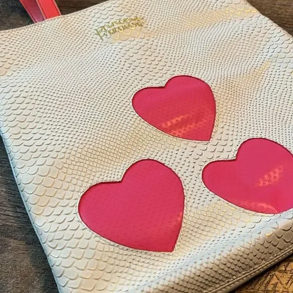Princess Vera Wang Mermaid Scale Shoulder Tote Bag Pink White Hearts - Picture 2 of 9